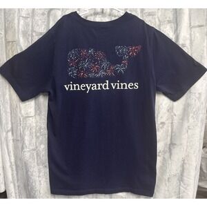 Vineyard‎ Vines Firework Whale Short Sleeve Shirt Blue Youth Size Small  8-10